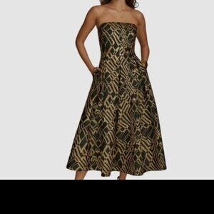 Donna Karan black and gold midi dress